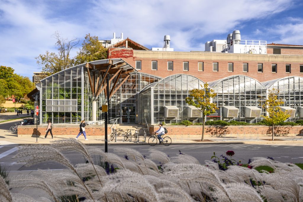 D.C. Smith Greenhouse in the autumn sunlight.